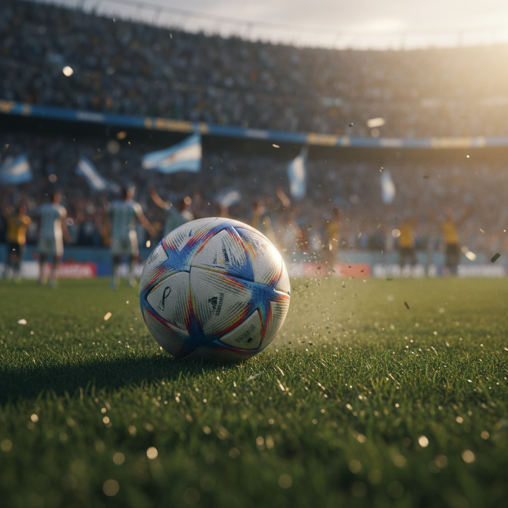 Acción de juego en cancha con jugadores de Argentina buscando ganara argentina el mundial 2026